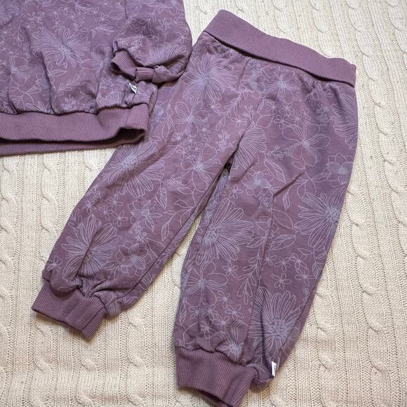 Honest Baby Two Piece Matching Sweatsuit sz 18 months Purple Floral Sweatsuit - Picture 4 of 8